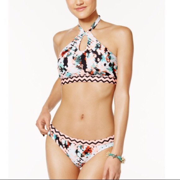 Hula Honey Other - Hula Honey Spring Splash High-Neck Halter Bikini L